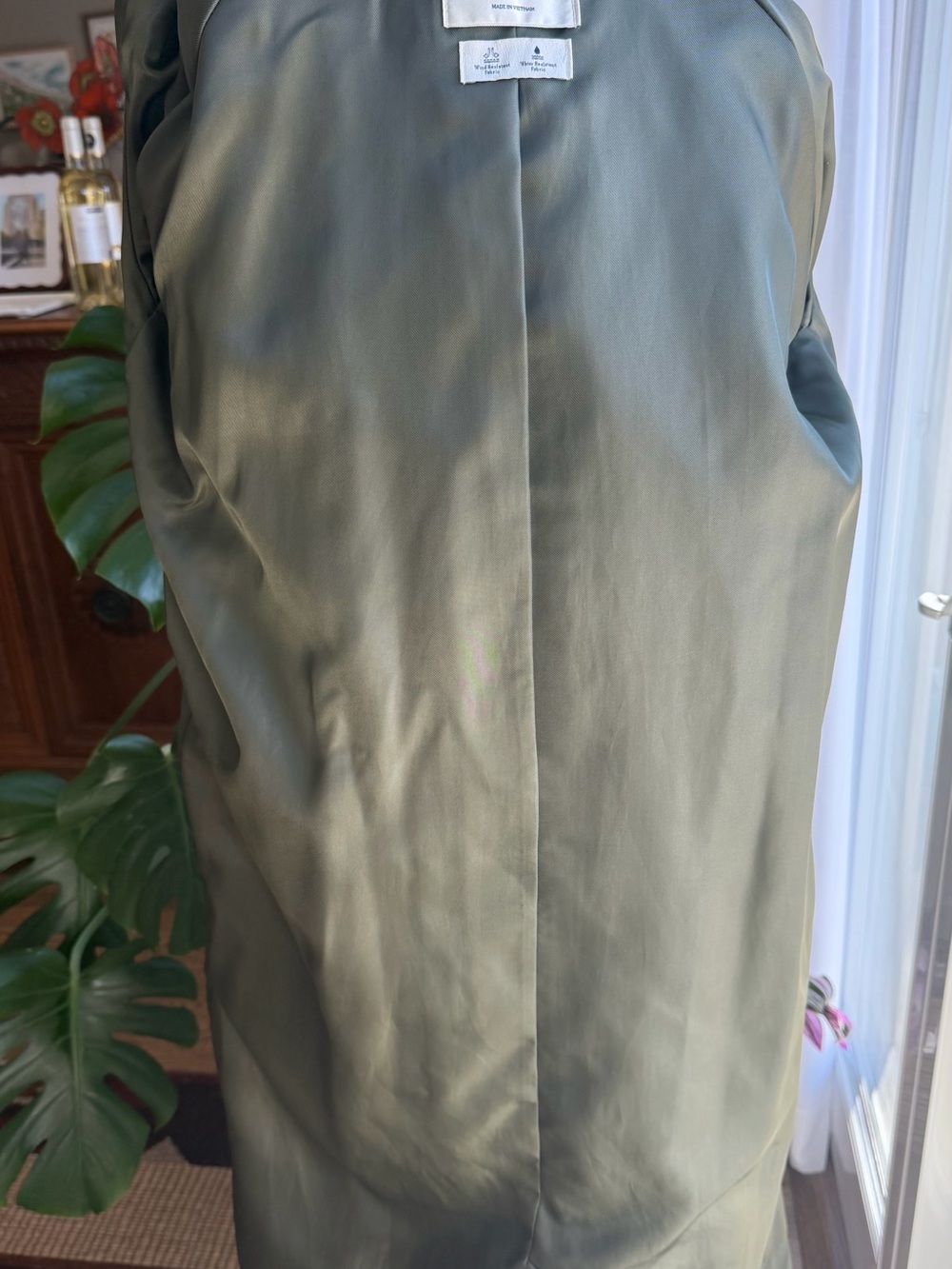 Abercrombie & Fitch Olive Green Trench Coat - Size Medium - Picture 10 of 11